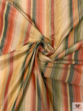 Striped Yarn-Dyed Silk Taffeta - Vintage Greens / Olive Golds / Reds