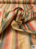 Striped Yarn-Dyed Silk Taffeta - Vintage Greens / Olive Golds / Reds