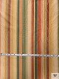 Striped Yarn-Dyed Silk Taffeta - Vintage Greens / Olive Golds / Reds