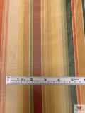 Striped Yarn-Dyed Silk Taffeta - Vintage Greens / Olive Golds / Reds