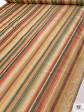 Striped Yarn-Dyed Silk Taffeta - Vintage Greens / Olive Golds / Reds