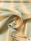 Striped Yarn-Dyed Silk Taffeta - Dusty Aqua / Bisque