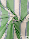 Striped Yarn-Dyed Silk Taffeta - Sea Green / Blue / Off-White