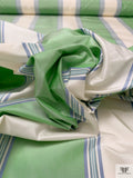 Striped Yarn-Dyed Silk Taffeta - Sea Green / Blue / Off-White