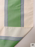 Striped Yarn-Dyed Silk Taffeta - Sea Green / Blue / Off-White