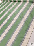 Striped Yarn-Dyed Silk Taffeta - Sea Green / Blue / Off-White