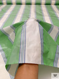 Striped Yarn-Dyed Silk Taffeta - Sea Green / Blue / Off-White