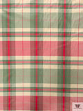 Plaid Yarn-Dyed Silk Taffeta - Dusty Aqua / Cranberry / Off-White