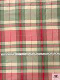 Plaid Yarn-Dyed Silk Taffeta - Dusty Aqua / Cranberry / Off-White