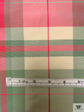Plaid Yarn-Dyed Silk Taffeta - Dusty Aqua / Cranberry / Off-White