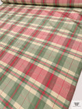 Plaid Yarn-Dyed Silk Taffeta - Dusty Aqua / Cranberry / Off-White