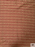 Gingham Check Yarn-Dyed Silk Taffeta - Khaki / Burgundy