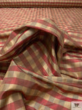Gingham Check Yarn-Dyed Silk Taffeta - Khaki / Burgundy