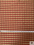 Gingham Check Yarn-Dyed Silk Taffeta - Khaki / Burgundy