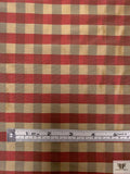 Gingham Check Yarn-Dyed Silk Taffeta - Khaki / Burgundy