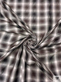 Hazy Plaid Yarn-Dyed Silk Taffeta - Dark Brown / Grey / Ivory