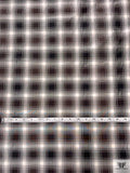 Hazy Plaid Yarn-Dyed Silk Taffeta - Dark Brown / Grey / Ivory