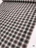 Hazy Plaid Yarn-Dyed Silk Taffeta - Dark Brown / Grey / Ivory