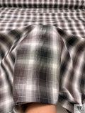 Hazy Plaid Yarn-Dyed Silk Taffeta - Dark Brown / Grey / Ivory