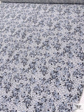 Ditsy Floral Matte-Side Printed Silk Charmeuse - Icy Blue / Navy / White