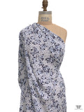 Ditsy Floral Matte-Side Printed Silk Charmeuse - Icy Blue / Navy / White