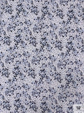 Ditsy Floral Matte-Side Printed Silk Charmeuse - Icy Blue / Navy / White