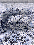 Ditsy Floral Matte-Side Printed Silk Charmeuse - Icy Blue / Navy / White