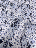 Ditsy Floral Matte-Side Printed Silk Charmeuse - Icy Blue / Navy / White