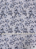 Ditsy Floral Matte-Side Printed Silk Charmeuse - Icy Blue / Navy / White
