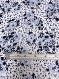 Ditsy Floral Matte-Side Printed Silk Charmeuse - Icy Blue / Navy / White