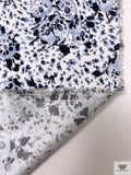 Ditsy Floral Matte-Side Printed Silk Charmeuse - Icy Blue / Navy / White
