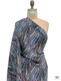 Ripple Wave Matte-Side Printed Silk Charmeuse - Cadet Blue / Multicolor