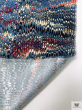 Ripple Wave Matte-Side Printed Silk Charmeuse - Cadet Blue / Multicolor