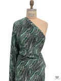 Ripple Wave Matte-Side Printed Silk Charmeuse - Greens / Black / Off-White