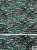 Ripple Wave Matte-Side Printed Silk Charmeuse - Greens / Black / Off-White
