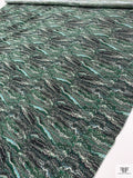 Ripple Wave Matte-Side Printed Silk Charmeuse - Greens / Black / Off-White
