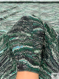 Ripple Wave Matte-Side Printed Silk Charmeuse - Greens / Black / Off-White