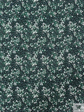 Ditsy Floral Matte-Side Printed Silk Charmeuse - Green / Black / Off-White