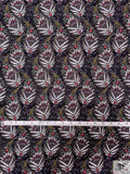 Blooming Leaves Matte-Side Printed Silk Charmeuse - Black / Off-White / Turmeric / Deep Raspberry