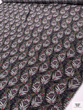 Blooming Leaves Matte-Side Printed Silk Charmeuse - Black / Off-White / Turmeric / Deep Raspberry