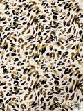 Animal Pattern Brushstrokes Matte-Side Printed Silk Charmeuse - Olive-Gold / Black / Off-White