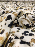 Animal Pattern Brushstrokes Matte-Side Printed Silk Charmeuse - Olive-Gold / Black / Off-White