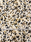Animal Pattern Brushstrokes Matte-Side Printed Silk Charmeuse - Olive-Gold / Black / Off-White
