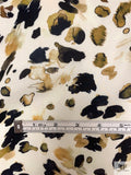 Animal Pattern Brushstrokes Matte-Side Printed Silk Charmeuse - Olive-Gold / Black / Off-White