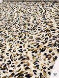 Animal Pattern Brushstrokes Matte-Side Printed Silk Charmeuse - Olive-Gold / Black / Off-White