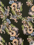 Paisley Matte-Side Printed Silk Charmeuse - Forest Green / Greens / Tan / Brown