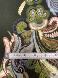 Paisley Matte-Side Printed Silk Charmeuse - Forest Green / Greens / Tan / Brown