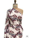 Paisley Matte-Side Printed Crinkled Silk Charmeuse - Merlot / Off-White / Grey / Deep Turquoise