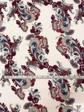 Paisley Matte-Side Printed Crinkled Silk Charmeuse - Merlot / Off-White / Grey / Deep Turquoise