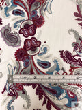 Paisley Matte-Side Printed Crinkled Silk Charmeuse - Merlot / Off-White / Grey / Deep Turquoise